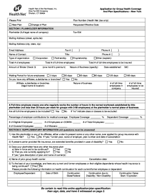 Health Net Group Health Coverage Application