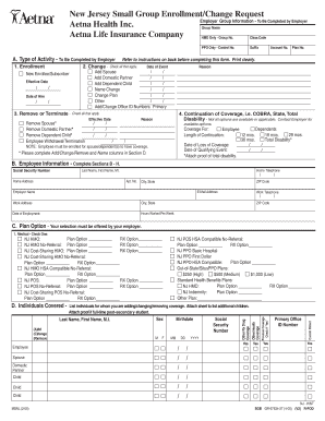 New Jersey Small Group Enrollment Form