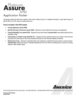 Americo Platinum Assure Annuity Application
