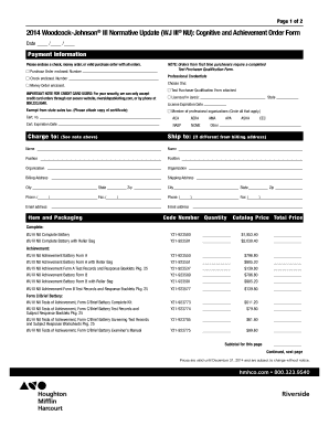 Woodcock-Johnson III Normative Update Order Form