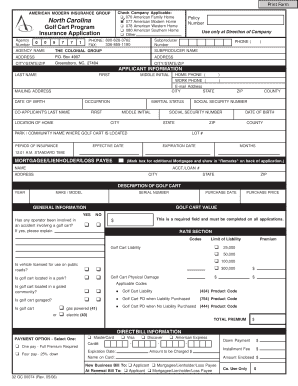 American Modern Golf Cart Insurance Application