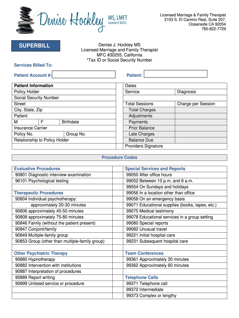 Superbill template therapy Fill out & sign online DocHub