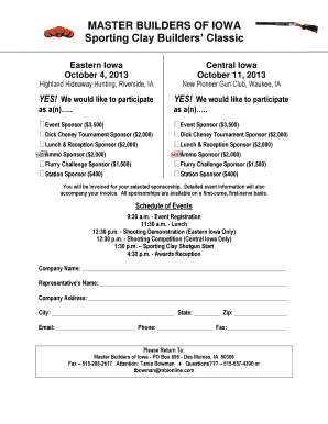 Sporting Clay Sponsorship Reservation Form - Master Builders of Iowa