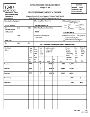 Form 4 Statement of Changes in Beneficial Ownership