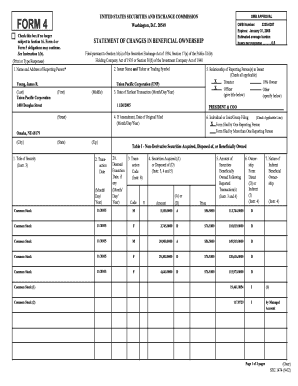 Form 4 Statement of Changes in Beneficial Ownership
