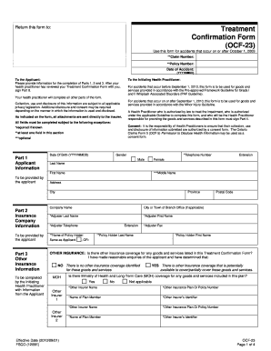 Treatment Confirmation Form OCF-23