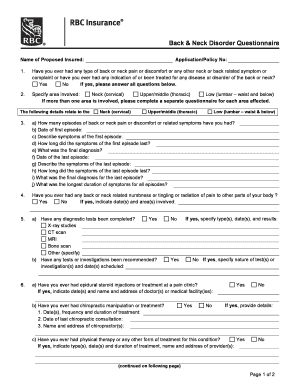Back & Neck Disorder Questionnaire
