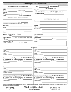 Med-Legal Order Form