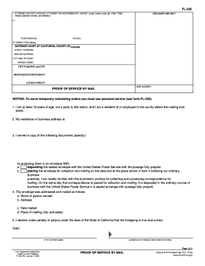 California Proof of Service by Mail Form FL-335