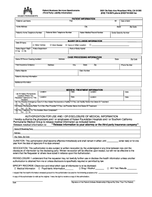 Kaiser Third Party Liability Form