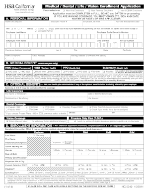 Medical Dental Life Vision Enrollment Application