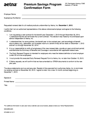 Aetna Early Renewal Request Form