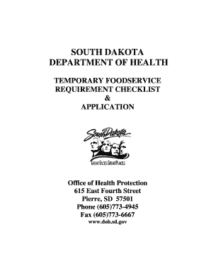 South Dakota Temporary Foodservice Application