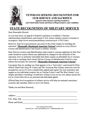 Veterans Recognition Appeal Letter
