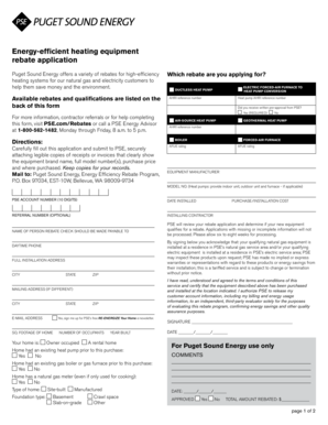Puget Sound Energy Heating Rebate Application