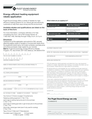 Puget Sound Energy Heating Rebate Application