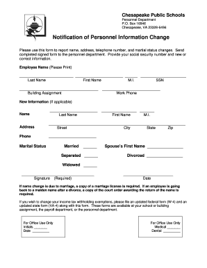 Chesapeake Personnel Information Change Form
