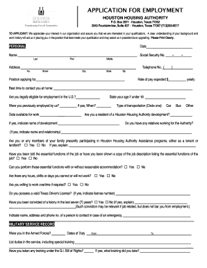 Houston Housing Authority Employment Application
