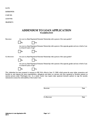 Addendum to Loan Application-WA