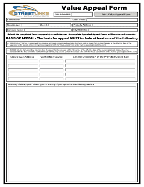 Value Appeal Form