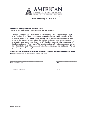 Borrower’s Identity-of-Interest Certification