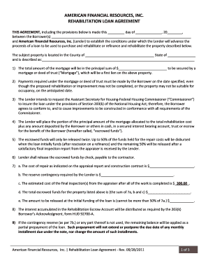 Agreement letter for loan - AMERICAN FINANCIAL RESOURCES, INC