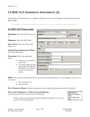 SLP Admission Assessment Form