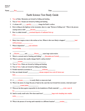 Earth Science Test Study Guide