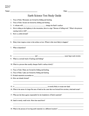 Earth Science Test Study Guide
