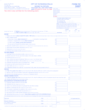 Cuyahoga Falls Income Tax Return Form RC