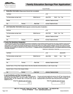 Family Education Savings Plan Application
