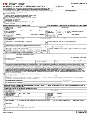 Demande de numéro d'assurance sociale