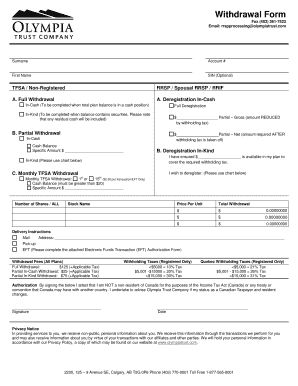 Olympia Trust Withdrawal Form