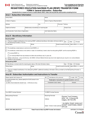 Registered Education Savings Plan (RESP) Transfer Form