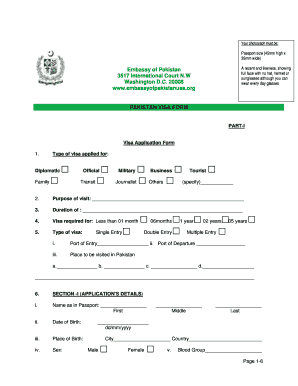 Pakistan Visa Application Form