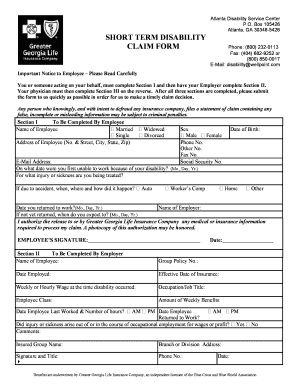 Short Term Disability Claim Form