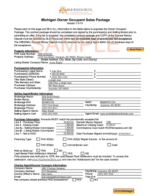 Michigan Owner Occupant Sales Package