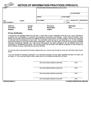 Insurance Privacy Notice Form