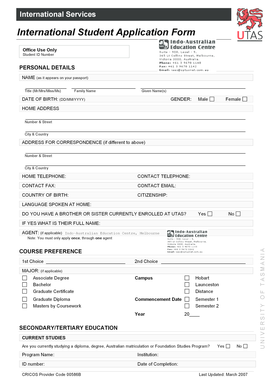 International Student Application Form