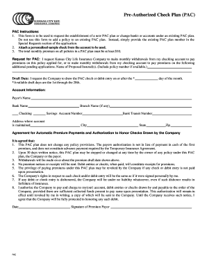 Pre-Authorized Check Plan Form
