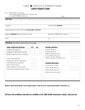 Fillable Online SUPPLY REQUEST FORM - CBIA Fax Email Print ...