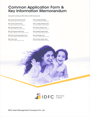 IDFC Mutual Fund Application Form