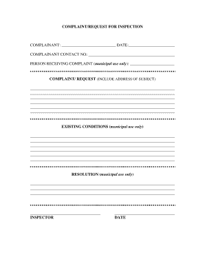 Complaint Request for Inspection Form