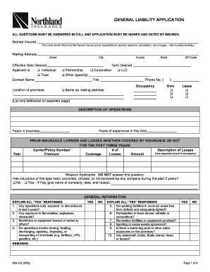 General Liability Application