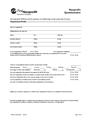Nonprofit Organization Questionnaire