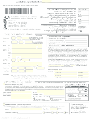 Pre-Paid Legal Services Application Form