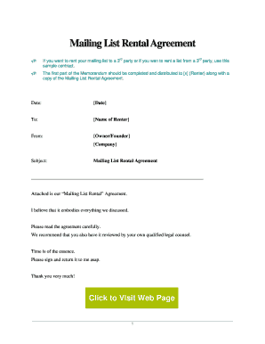 Mailing List Rental Agreement