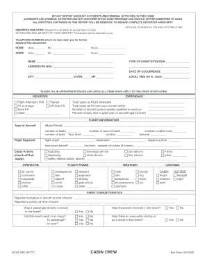 NASA Aviation Safety Reporting Form