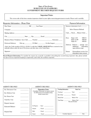 New Jersey Government Records Request Form