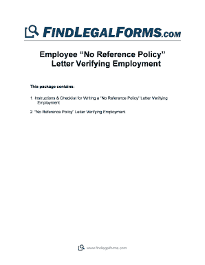 No Reference Policy Letter Verifying Employment